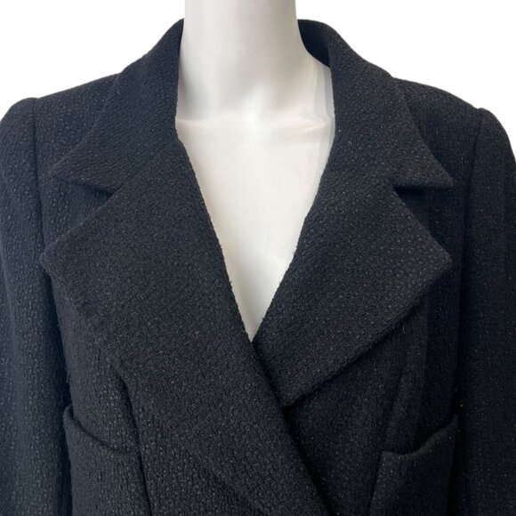 CHANEL 2001 Black Double Breasted Pea Coat Midi Jacket size IT 42/6 - Picture 2 of 12